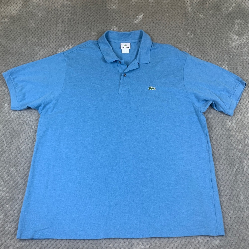 Lacoste Polo Shirt Mens XXL Size 8 Blue Pique Cotton Crocodile Logo F8455